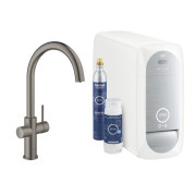 Смеситель для кухни Grohe Blue Home с функцией очистки воды со стартовым комплектом графит темный матовый 31455AL1
