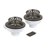 Сливной клапан Grohe для кухонной мойки с 1 и 1,5 чашами без эксцентрика графит темный матовый 40997AL0