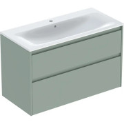 Тумба з раковиною Geberit Selnova Square slim rim 100х48 см ДСП зелена шавлія матова 504.140.IK.1