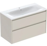 Тумба із раковиною Geberit Selnova Square slim rim 100х48 см ДСП пісочно-сірий матовий 504.140.DB.1