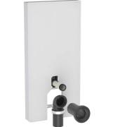 Система інсталяції для унітазу для підлоги Geberit Monolith Plus 101 см скло біле матове/алюміній чорний хром 131.201.TD.7