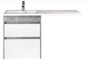 Тумба підвісна Мийдодір Polo Loft 60-U з раковиною Adam 120 L МДФ/ДСП білий глянсовий/бетон світлий 00-0009405