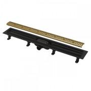 Желоб водосточный AlcaPlast APZ10 950 мм с порогами решетка латунь APZ10BLACK-950BRASS