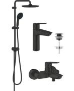 Набір для ванної кімнати Grohe QuickFix Start 3 в 1 душова система + змішувачі чорний матовий UA303305RM