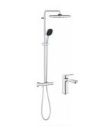 Набір для ванної кімнати Grohe душова система Vitalio Comfort Cube 250 + змішувач для раковини Dice хром UA203101TM
