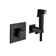 Гигиенический душ со смесителем скрытого монтажа Paffoni Tweet Square черный матовый KITDUP112NO