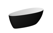 Ванна из искусственного камня Besco Goya 170х72 см с сифоном оружейный металл Mineral DuraBe глянцевый черный/глянцевый белый #WMD-170GWGR