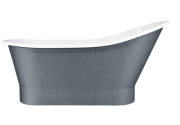 Ванна зі штучного каменю Besco Gloria 150х66 см із сифоном хром Mineral DuraBe графіт/глянцевий білий #WMD-150GGR