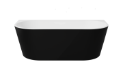 Ванна акриловая Besco Vica New 160х80 см с сифоном оружейный металл матовый черный/глянцевый белый #WAS-16VNMGO
