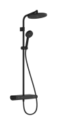 Душова стійка Hansgrohe Activera S Showerpipe 240 1jet EcoSmart із термостатом ShowerTablet Select 360 Varia матовий чорний 28638670