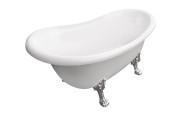 Ванна акриловая Besco Otylia 160х77 см ножки хром матовый черный сифон глянцевый белый #WPO-160-CHB