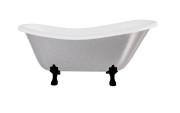 Ванна акрилова Besco Otylia 160х77 см матові чорні ніжки та сифон срібло/глянцевий білий #WKO-160GSBB