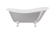 Ванна акриловая Besco Otylia 160х77 см ножки хром матовый черный сифон с переливом серебро/глянцевый белый #WPO-160GSCB