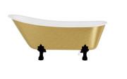 Ванна акриловая Besco Olaya Glam 160х68 см матовые черные ножки сифон хром золото/глянцевый белый #WOP-160GZBC
