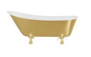 Ванна акриловая Besco Olaya Glam 160х68 см ножки золото матовый черный сифон с переливом золото/глянцевый белый #WOP-160GZGB
