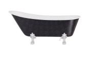Ванна акриловая Besco Olaya Glam 160х68 см ножки хром матовый черный сифон графит/глянцевый белый #WAO-160GGCB