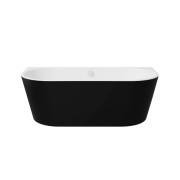 Ванна акриловая Besco Vica New 170х80 см с белым сифоном матовый черный/глянцевый белый #WAS-17VNMBN